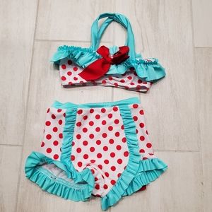 Girls Muddy Feet Boutique Two Piece Retro Bathing Suit